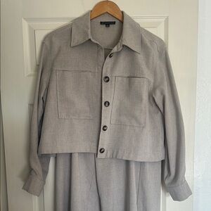 Adrianna Papell Natural Flax Pant Jacket Set Suit Small